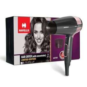 Refurbished Havells 1200W Foldable Hair Dryer HD3161 – 3 Heat Settings | Cool Shot | Heat Balance Technology | Compact Travel Dryer | Black