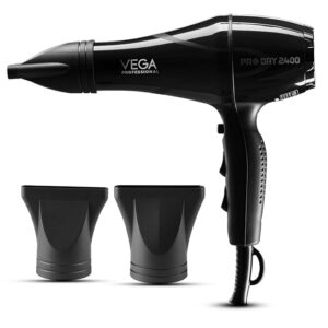 Refurbished Vega Professional Pro Dry 2400W Hair Dryer VPMHD-03 – Salon Professional | 4 Heat & 2 Speed Settings | Cool Shot | High Power Styling Dryer | Black