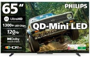 Refurbished Philips 65 Inch 4K Ultra HD QLED QD Mini LED Smart Google TV (65MLED610/94) – Frameless | Android TV | WiFi | Dolby Vision